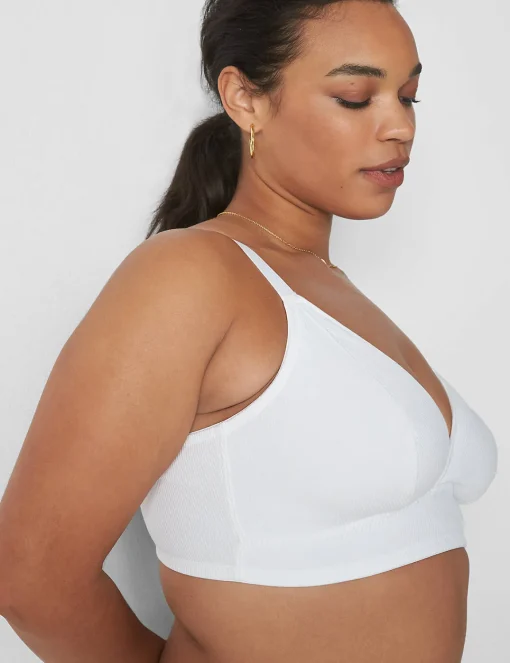 Sleep Separates^Lane Bryant Rib Triangle Longline Bralette Bright White