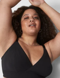 Sleep Separates^Lane Bryant Rib Triangle Longline Bralette Black