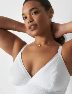 Sleep Separates^Lane Bryant Rib Triangle Longline Bralette Bright White