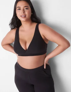 Sleep Separates^Lane Bryant Rib Unlined High Apex Bralette Black