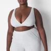 No-Wire Bras And Bralettes^Lane Bryant Rib Unlined High Apex Bralette Light Heather Gray