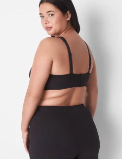 Sleep Separates^Lane Bryant Rib Unlined High Apex Bralette Black
