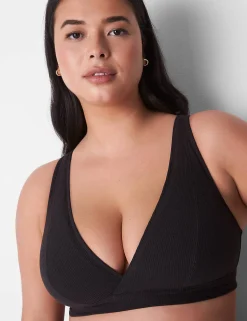 No-Wire Bras And Bralettes^Lane Bryant Rib Unlined High Apex Bralette Black