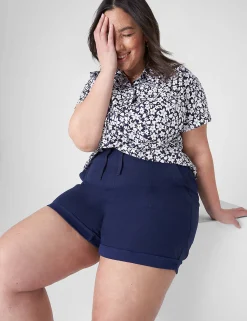 Crops, Capris And Shorts^Lane Bryant Rolled Hem Short Maritime Blue