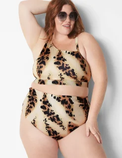 Swim Bottoms^Lane Bryant Ruched Side High-Waist Swim Brief Sand Dollar Animal