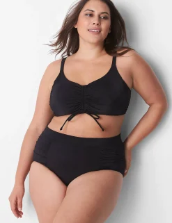 Swim Bottoms^Lane Bryant Ruched Swim Brief Black