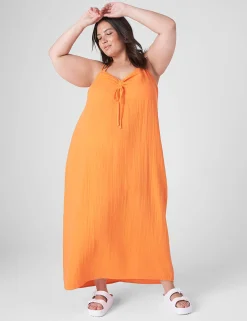 Swim Cover Ups^Lane Bryant Ruched-Front Drawcord Maxi Beach Coverup Dragon Fire