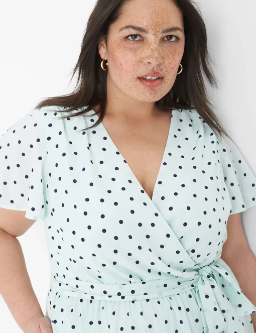 Date Night^Lane Bryant Ruffle-Hem High-Low Midi Dress Dot