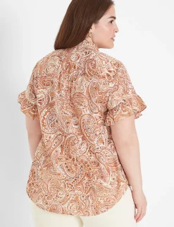 Shirts & Blouses^Lane Bryant Ruffle-Sleeve Button-Down Top Windmark Paisley