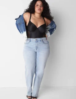 Bodysuits & Playsuits^Lane Bryant Sateen Balconette Fishnet Bodysuit Black