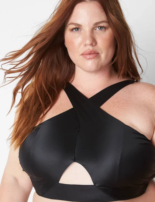 Sexy Bras^Lane Bryant Sateen Wrap Bralette Black