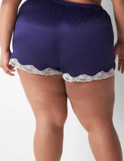 Sleep Separates^Lane Bryant Satin Lace-Trim Sleep Short Navy