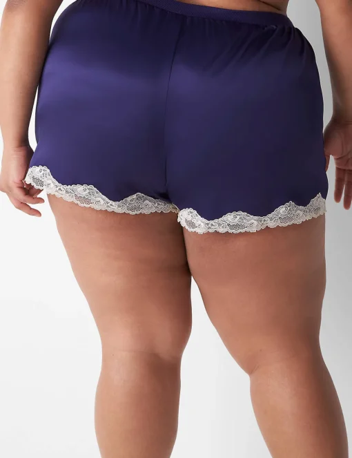 Sleep Separates^Lane Bryant Satin Lace-Trim Sleep Short Navy