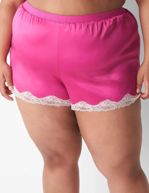 Sleep Separates^Lane Bryant Satin Lace-Trim Sleep Short Rose Violet