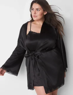 Robes^Lane Bryant Satin Robe Black