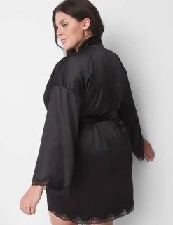 Robes^Lane Bryant Satin Robe Black