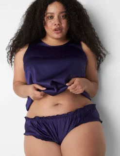 Sleep Separates^Lane Bryant Satin Ruffle Sleep Hipster Navy