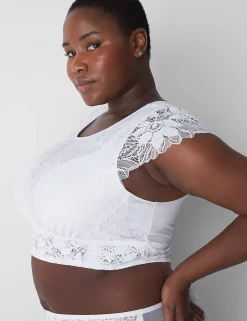 Sexy Bras^Lane Bryant Scallop Lace Crop Top Bright White