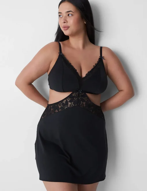 Slips & Babydolls^Lane Bryant Scallop Lace Cutout Slip Black