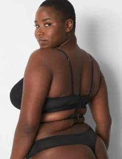 Bodysuits & Playsuits^Lane Bryant Scallop Lace No-Wire Playsuit Black