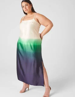 Date Night^Lane Bryant Scoop-Neck Cami Slip Dress Green Ombre