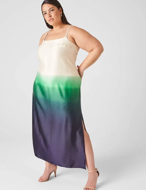 Date Night^Lane Bryant Scoop-Neck Cami Slip Dress Green Ombre