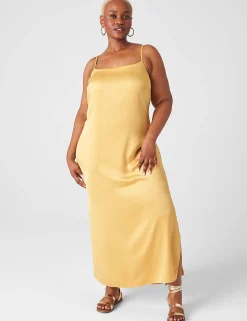 Date Night^Lane Bryant Scoop-Neck Cami Slip Dress Gold