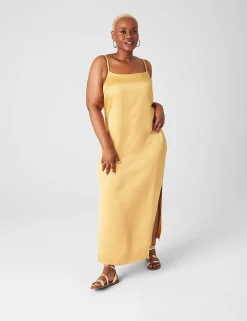 Date Night^Lane Bryant Scoop-Neck Cami Slip Dress Gold