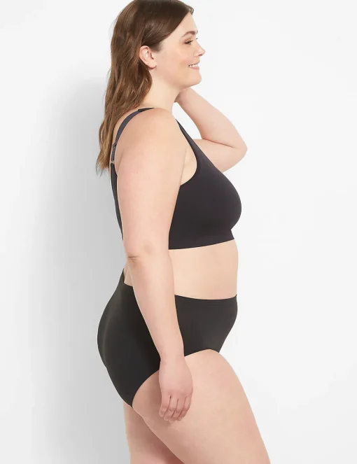 No-Wire Bras And Bralettes^Lane Bryant Scoop-Neck Seamless Bralette Black