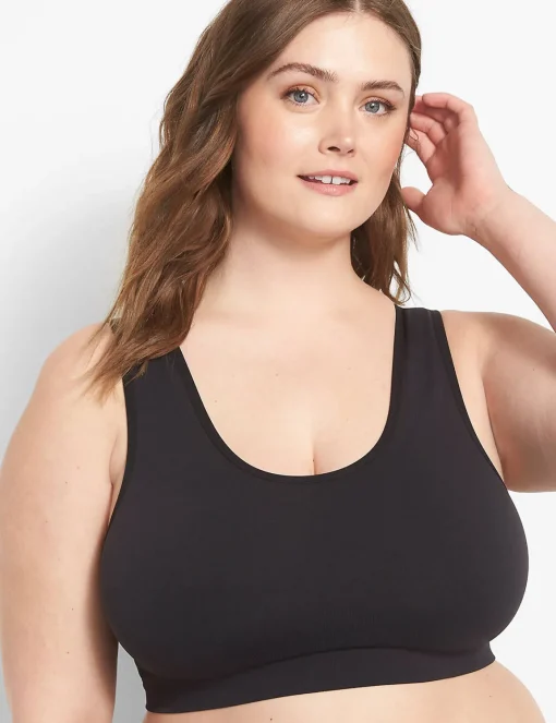 No-Wire Bras And Bralettes^Lane Bryant Scoop-Neck Seamless Bralette Black