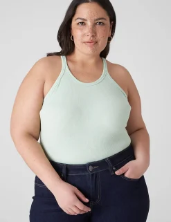 Knit Tops^Lane Bryant Scoop-Neck Stitch-Detail Tank Pastel Green
