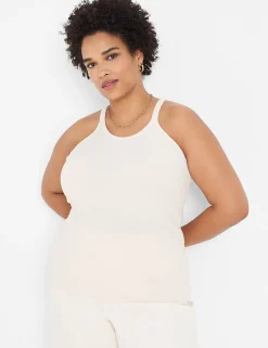 The Tee Shop^Lane Bryant Scoop-Neck Stitch-Detail Tank Birch