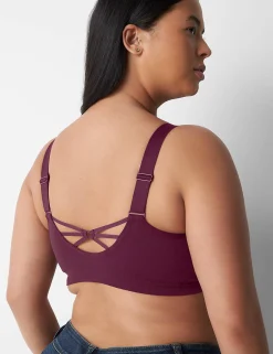 No-Wire Bras And Bralettes^Lane Bryant Seamless Strappy Tank Bralette Grape Wine