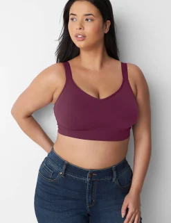 No-Wire Bras And Bralettes^Lane Bryant Seamless Strappy Tank Bralette Grape Wine