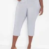 4-Season Collection^Lane Bryant 4-Season Slim Capri Seersucker Pant Black & White