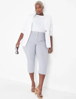 4-Season Collection^Lane Bryant 4-Season Slim Capri Seersucker Pant Black & White