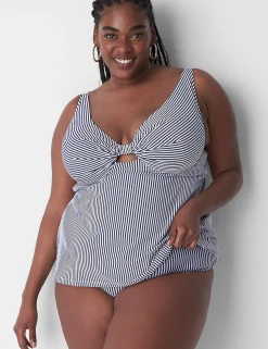 Swim Bottoms^Lane Bryant Seersucker Swim Brief Maritime Blue Seersucker