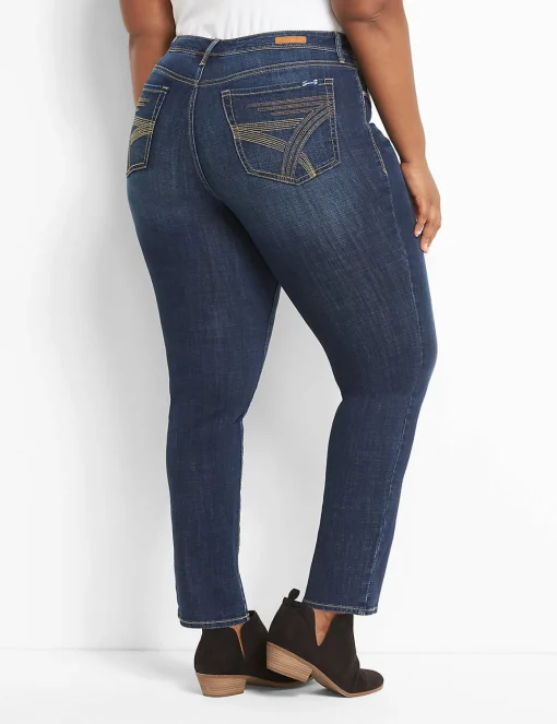 Straight Leg^Lane Bryant Seven7 Straight Jean With Back Pocket Embroidery Dark Denim
