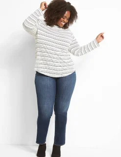 Straight Leg^Lane Bryant Seven7 Straight Jean With Back Pocket Embroidery Dark Denim