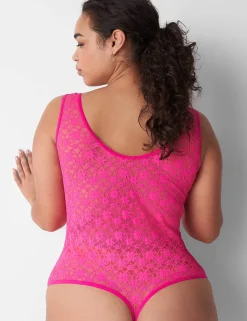 Bodysuits & Playsuits^Lane Bryant Sheer Lace Bodysuit Pink Glow