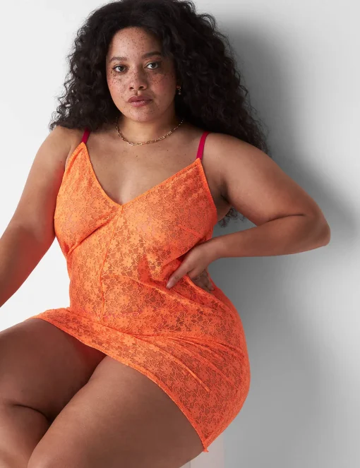 Chemises^Lane Bryant Sheer Lace Slip Orange Clown Fish