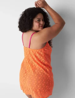 Chemises^Lane Bryant Sheer Lace Slip Orange Clown Fish