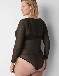 Bodysuits & Playsuits^Lane Bryant Sheer Mesh Bodysuit Black