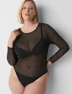 Bodysuits & Playsuits^Lane Bryant Sheer Mesh Bodysuit Black