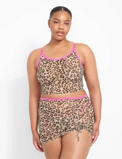 Sexy Bras^Lane Bryant Sheer Mesh Cropped Cami Cheetah