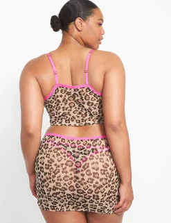 Sexy Bras^Lane Bryant Sheer Mesh Cropped Cami Cheetah