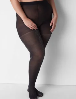 Tights & Leggings^Lane Bryant Sheer To Waist Silver Sparkle Tights Black