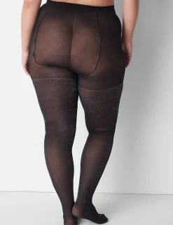 Tights & Leggings^Lane Bryant Sheer To Waist Silver Sparkle Tights Black