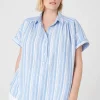 Shirts & Blouses^Lane Bryant Short-Sleeve Collared Popover Top Blue & White Stripe
