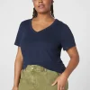 Knit Tops^Lane Bryant Short-Sleeve Deep V-Neck Linen Tee Maritime Blue